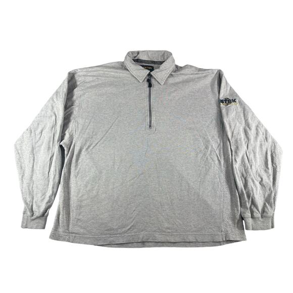 Ebtek Eddie Bauer Shirt Mens XL Vintage 90s Gray Rugby Polo 1/4 Zip Long Sleeve - Picture 1 of 11
